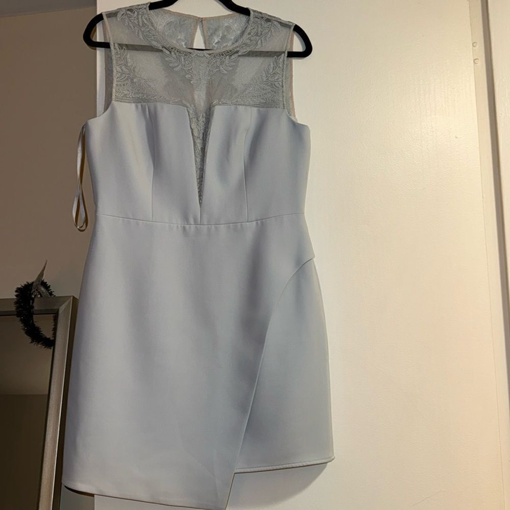 BCBG KINSLEY CROSSED BACK ROUND NECK ASYMMETRICAL DRESS  SZ. 10